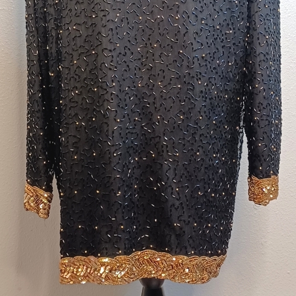 Vintage 100% Silk Beaded Sequin Old Money Country Club Glam Gala Evening Jacket - Picture 8 of 16